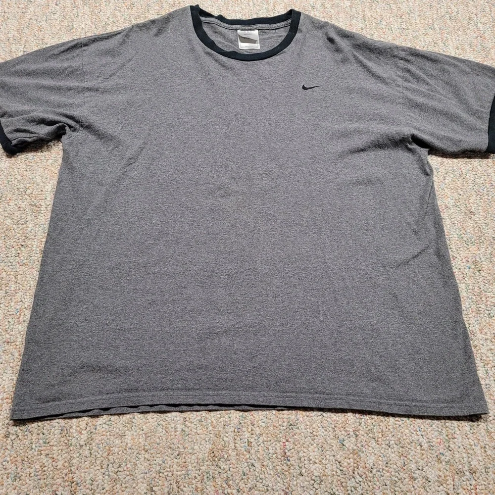 Nike Shirt Mens XL Gray Ringer Vintage Made in USA Embroidered Swoosh Streetwear